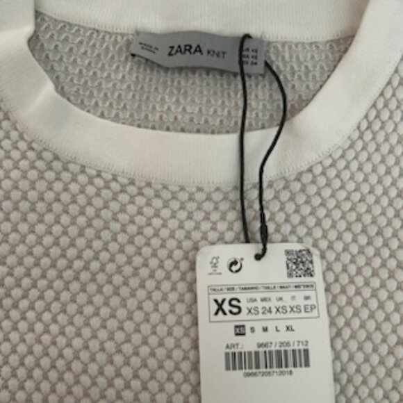 NWT Zara Cream Cropped Sweater With an Open Weave - Picture 9 of 10